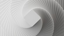 3d Render, Abstract White Geometric Background, Minimal Flat Lay, Twisted Deck Of Square Blank Cards With Rounded Corners