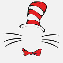 Dr Seuss Cat In The Hat. Hat, Mustaches And Bow-knot.