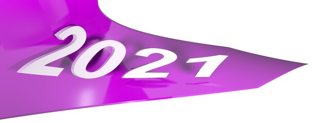Poster - 2021 pink arrow on white background - 3D rendering illustration