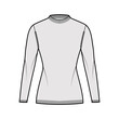 © Vectoressa - Fisherman Sweater technical fashion illustration with rib crewneck, long sleeves, fitted body, hip length, knit trim. Flat jumper apparel front, grey color style. Women men unisex CAD mockup