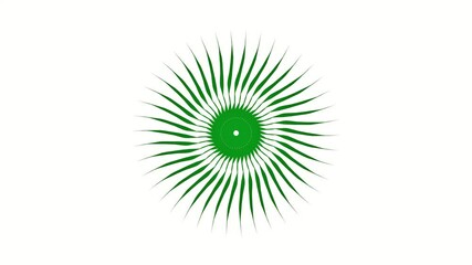 Poster - Green rotating abstract pattern of lines and stripes. Flower from ribbons. 3d rendering animation. Motion design. Well suited for creating a video background, video mastering.