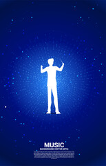 Poster - Vector silhouette of conductor with dot radiant effect background. Concept background for classic music concert and recreation.