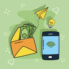 Poster - smartphone with money