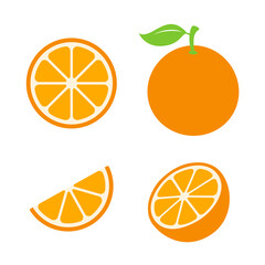 Wall Mural - Summer refreshing fruit oranges are cut in half separately on white background.