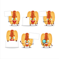 Canvas Print - Hot dogs cartoon character bring information board