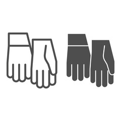 Poster - Protective gloves line and solid icon, Safety engineering concept, Hand protection sign on white background, Pair of gloves icon in outline style for mobile concept and web design. Vector graphics.