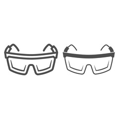 Poster - Safety glasses line and solid icon, Safety engineering concept, Protective goggles sign on white background, Construction glasses icon in outline style for mobile and web design. Vector graphics.
