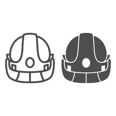 Poster - Firefighter Helmet line and solid icon, Safety engineering concept, Protective helmet sign on white background, Fireman helmet icon in outline style for mobile concept and web design. Vector graphics.