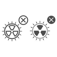 Poster - No radiation line and solid icon, Safety engineering concept, Prohibition of radiation sign on white background, no nuclear symbol in outline style for mobile concept and web design. Vector graphics.