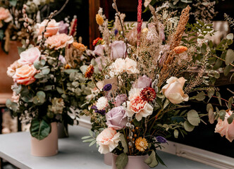 Closeup shot of beautiful floral bouquets