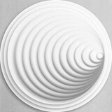 Fototapeta Do przedpokoju - Abstract illustration made from circle shapes with white blank craft paper pattern with copy space. Shapes formation casting grey shadow and makes 3D illusion of tunnel or cone shape figure