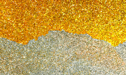 Poster - Vector shiny gold and silver glitter texture background. Luxury festive background with shiny golden and silver glitters. Can be used for any graphic design. Vector illustration