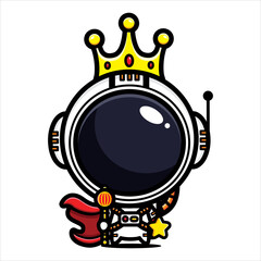 cute astronaut cartoon character design to be the astronaut king