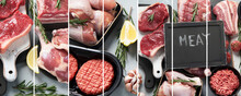 Collage Of Different Type Of Raw Meat