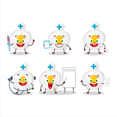 Poster - Doctor profession emoticon with fried egg cartoon character