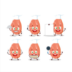 Sticker - Cartoon character of slice of pork with various chef emoticons