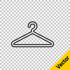 Sticker - Black line Hanger wardrobe icon isolated on transparent background. Cloakroom icon. Clothes service symbol. Laundry hanger sign. Vector