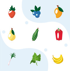 Poster - nine food icons