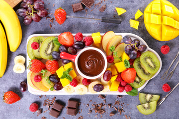 Sticker - chocolate fondue with juicy fruits