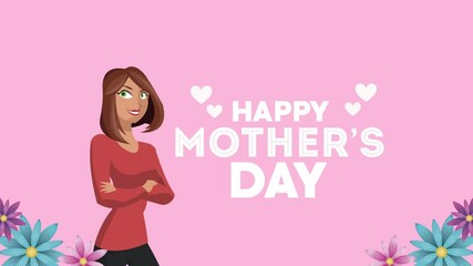 Poster - happy mothers day lettering with elegant mommy