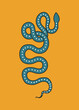 © CreativeUniverse - Hand drawn abstract snake in modern, trendy colors, taro cards and boho concept, minimalism art.