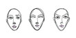 © Utrachena - Three faces set. One black line drawn vector illustration, Continious line. Contemporary abstract portraits.