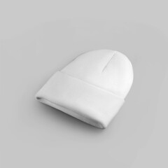 Wall Mural - Beanie winter white hat mockup isolated on background