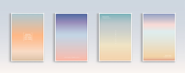 Poster - Modern gradients summer, sunset and sunrise sea backgrounds vector set. color abstract background for app, web design, webpages, banners, greeting cards. Vector illustration design