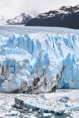 Ice calving from the terminus of the Perito Moreno Glacier in Patagonia, Argentina.