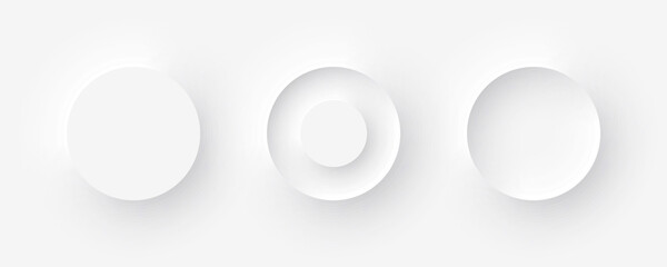 Leinwandbilder - Template white buttons with outer and inner shadows in Neomorphism design. Vector illustration EPS 10