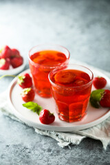 Poster - Refreshing homemade strawberry drink with mint