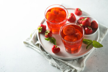 Poster - Refreshing homemade strawberry drink with mint