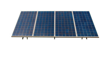 Wall Mural - Old solar panels isolated on white background.