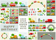 © Anastasiya - Track road alphabet, numbers. Baby city cars set. Vector cartoon illustrations for kids, nursery, poster, card, birthday party, baby t-shirts.