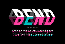 Bending 3D Style Font Design, Typography Design, Alphabet Letters And Numbers