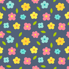 Wall Mural - colorful flowers seamless pattern. summer flower meadow.