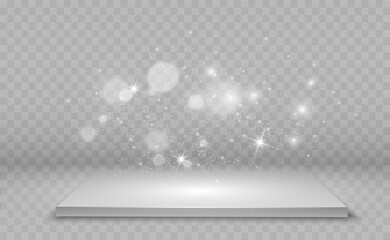 Aufkleber - Realistic 3d Light Box with platform background for design performance, show, exhibition. Vector illustration of Lightbox Studio Interior. Podium with spotlights.	
