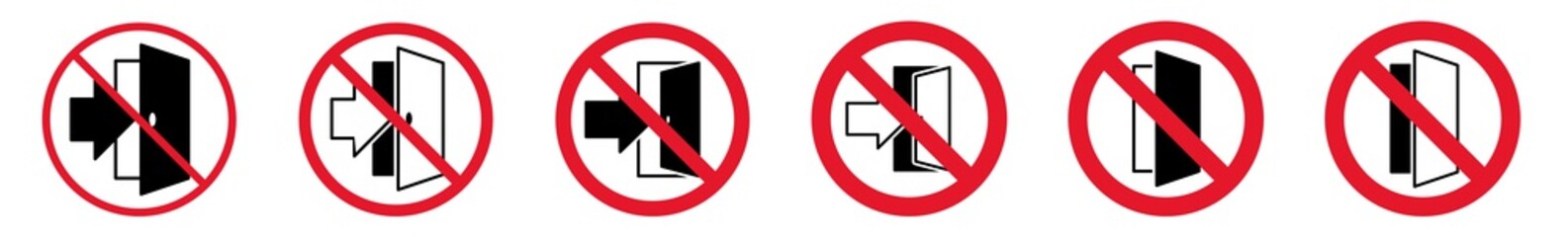 Wall Mural - Prohibition Sign No Exit No Entry Forbidden Icon Set | No Entry Prohibition Signs Prohibited Vector Illustration Logo | No Entrance Prohibition Sign Isolated Collection