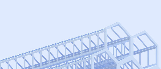 Aufkleber - Abstract Architecture Background and modern with Structure Geometric on Blue - Purple. Copy space, website, poster, Card -3d Rendering