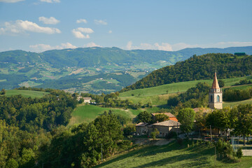 Church in Italy. The Chiesa di Montorso, Montorso, PAVULLO NEL FRIGNANO, Emilia-Romagna. 