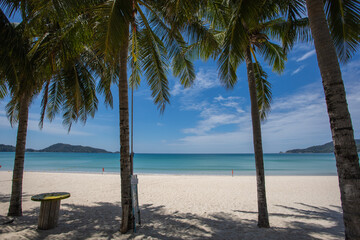 White beach clear sea and blue sky
