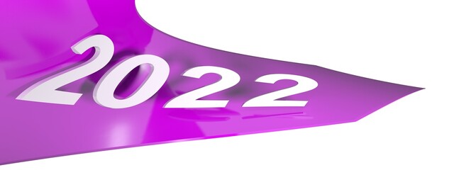 Poster - 2022 pink arrow on white background - 3D rendering illustration