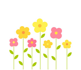 Sticker - Summer flowers growing in the garden. Vector illustration.