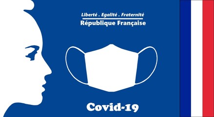 Sticker - Masque de protection contre la pandémie de Covid-19, République française