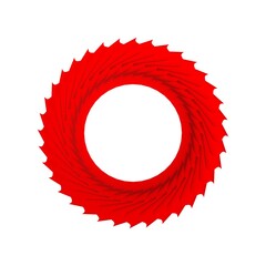 Poster - Red circular pattern on a white background.