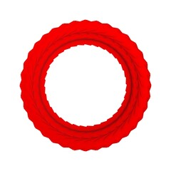 Poster - Red circular pattern on a white background.