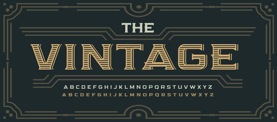 Poster - Vintage victorian style letters, classic serif font. Decorative elegant alphabet for rustic logo, old western lettering, poster and headline, whiskey emblem and packaging. Vector typographic design