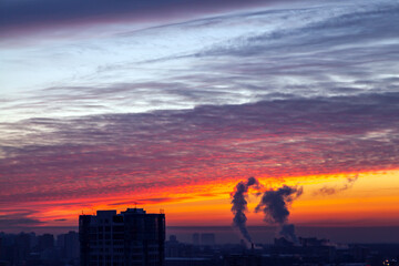 Wall Mural - Sunset over the city