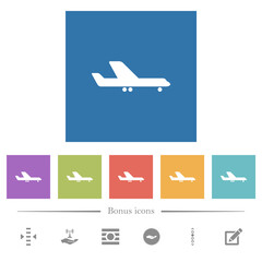 Wall Mural - Airplane flat white icons in square backgrounds