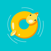 Flat Lifebuoy, Inflatable Swimming Ring. Vector Illustration